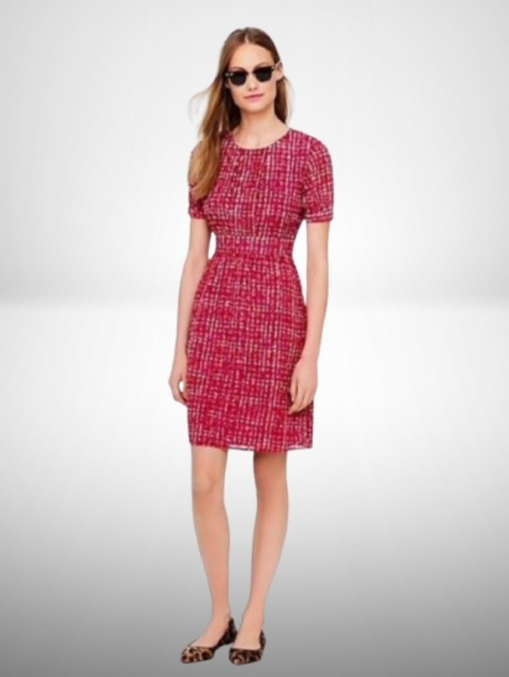 J. Crew Pink Tweed Midi Dress
